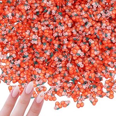 Polymer Clay Slices, 100g Cherry Slice Fruit Art Slices, Orange Green White