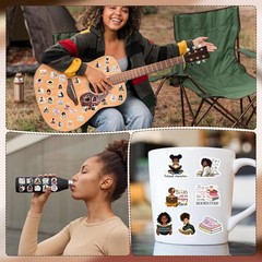 Black Women Stickers for Women – 100 Pcs Reading Inspirational Water Bottle Stic
