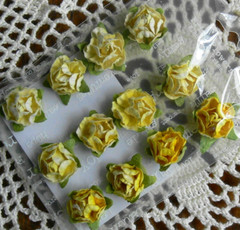 CAMEO Rose SUNSHINE YELLOW 20mm x 12 Mixed colour Flowers PAPER Prima