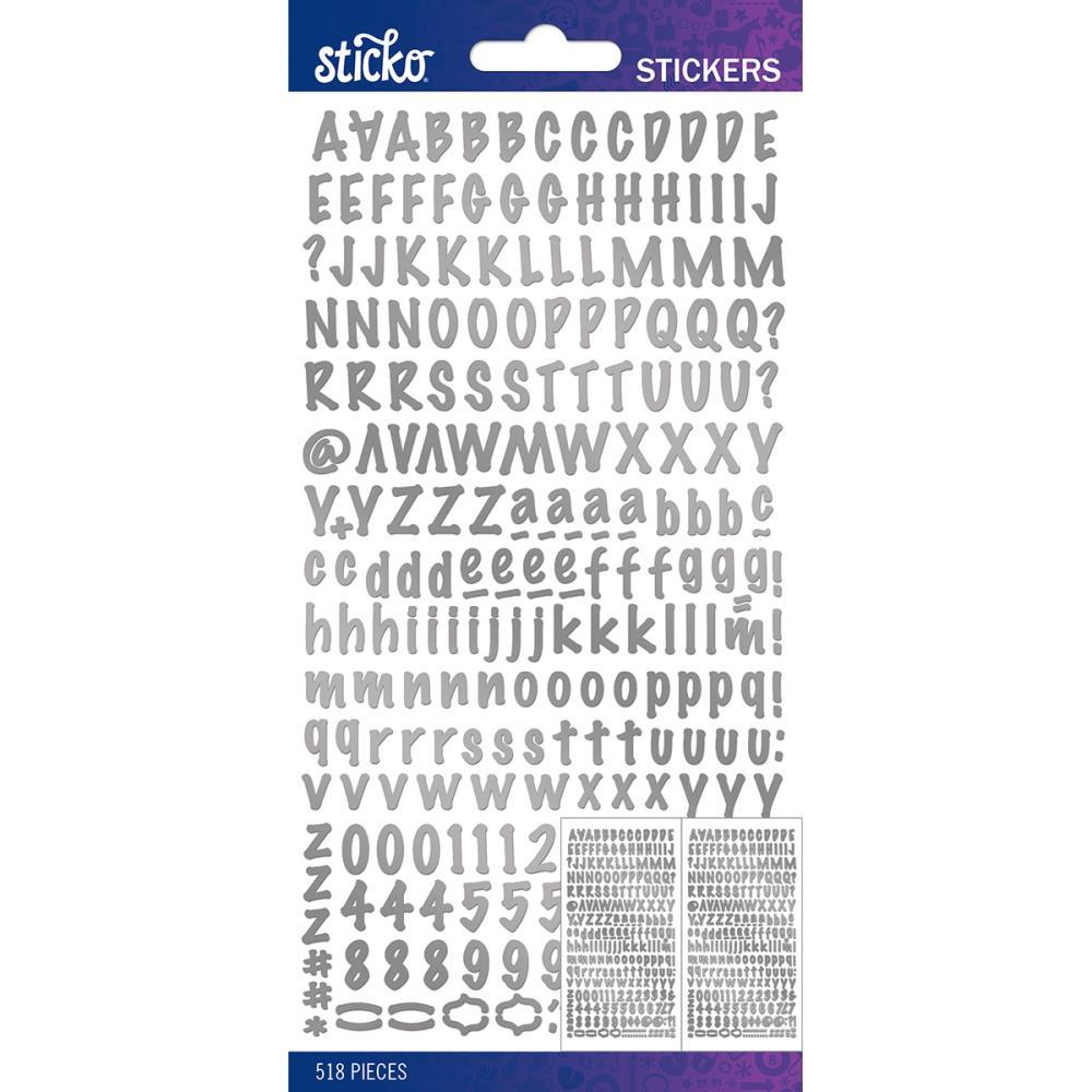 Scrapbooking Crafts Stickers Sticko Alphabet Numbers Silver Foil Marker Small 2