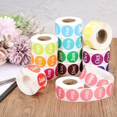 Month Labels Stickers 1 Inch, 12 Roll Round Monthly Labels 12 Months of the Year
