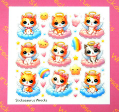 Angel Cats On Colorful Clouds Sticker Sheet