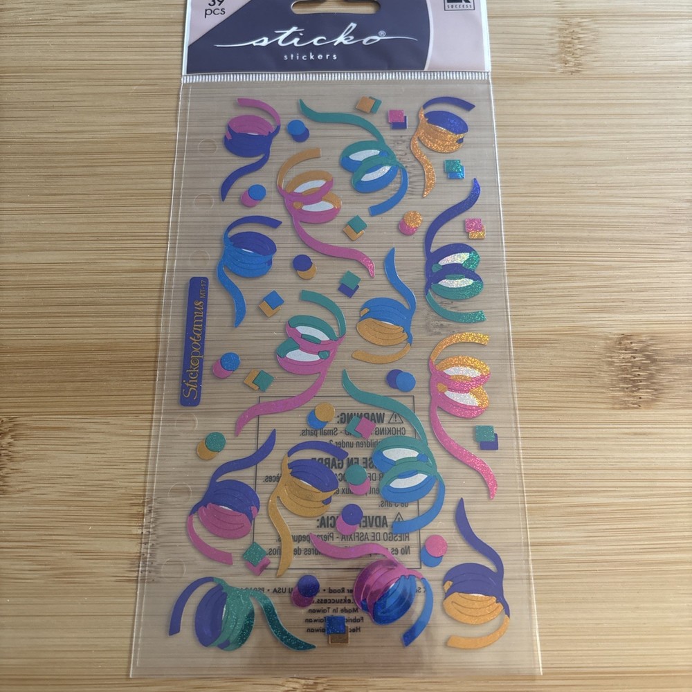 Sticko Stickers CONFETTI Party Streamers Prism Colorful Birthday