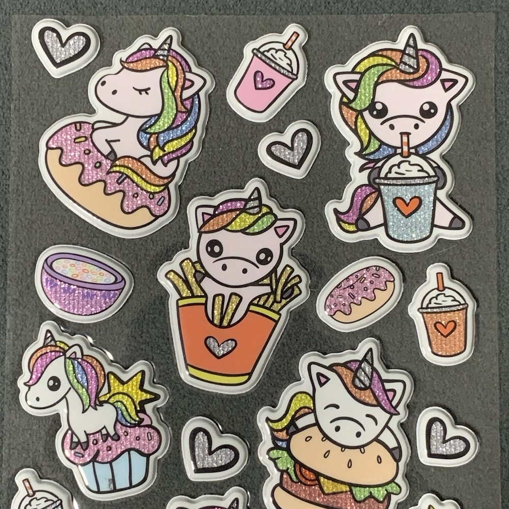 Pipsticks “Fast Food Fantasy” (Feb. 2021) Puffy Glitter Sticker Sheet