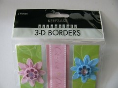 Keepsake Essentials FLOWERS FRIENDSHIP DREAM LOVE HAPPY 3D Borders 3 Pieces NIP