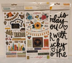 American Craft Thickers Alphabet Stickers Chipboard Gold Foil and Foam Phrases