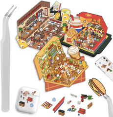 DIY 3D Stickers Scene Set, 3 Sets Cartoon House Stickers – Food Theme