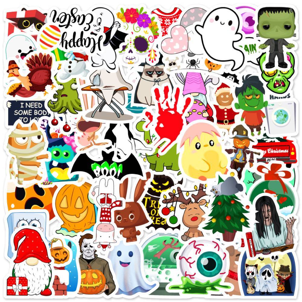 Random Holiday Sticker Decal Vinyl Halloween Horror Christmas Easter 50pc (1889)