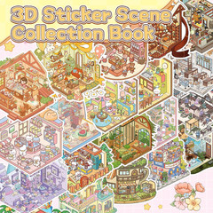 20 Sets DIY 3D Sticker Scene, Sticker Collection Book Make Your Own Shop House