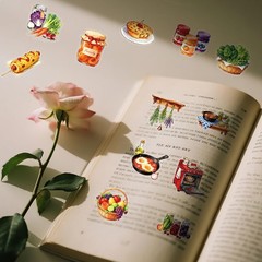 56 pcs Kitchen Food Cooking Clear PET Stickers, Vintage Bakery