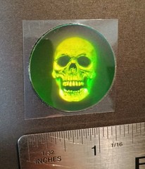 Vintage Stickers 3D Holographic Skull Halloween Sticker Polaroid VERY RARE HTF