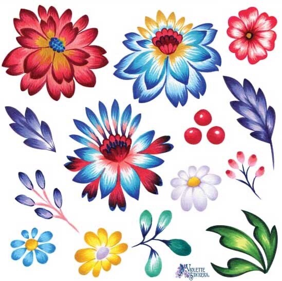 Violette Stickers Electric Bright Flowers Crafts Planner Supply Scrapbook