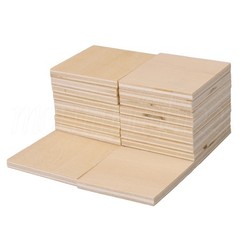 40x Square Wooden Sheet Unfinished for DIY Crafts Painting Engraving Pyrography