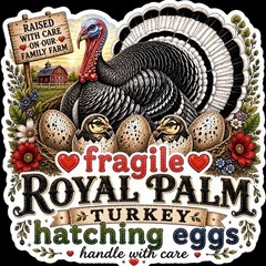 Royal Palm Turkey Hatching Egg Shipping Labels – 10 Stickers