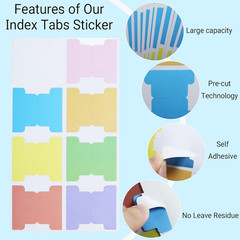 Sticky Index Tabs, Blank Colorful Page Markers, Repositionable Writable Flags