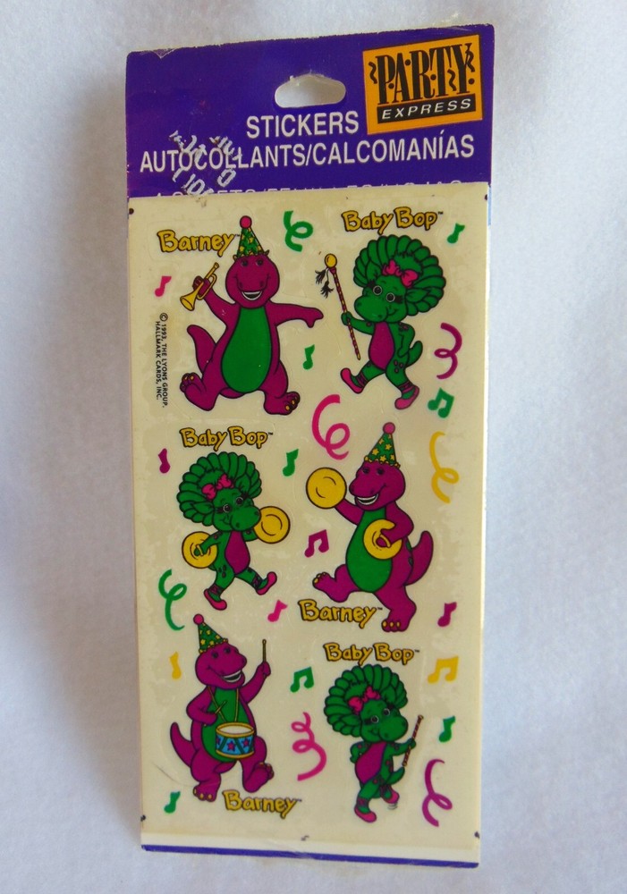Vintage Hallmark Barney Baby Bop Stickers 90s 4 sheets New Old Stock Party