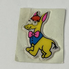 Vintage 80s Stickers Donkey W/ Vest Puffy Googley Eyes Sticker Mod VTG JAPAN