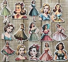 Retro ladies junk journal fussy cuts journal card making die cuts set of 15