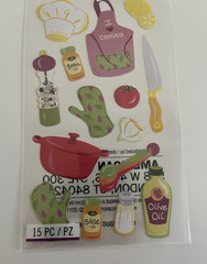 American Crafts sticko Cooking Cuisine Sticker Sheet Food Chef Theme 15 Pcs New