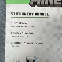 Minecraft Survival Mode Stationery Bundle: Notebook, Pen, And Sticker Sheet