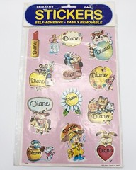 Vintage Stickers 1983 Diane Celebrity Name Stickers By Mark 1 Made In The USA