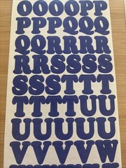 Vtg Blue Alphabet Stickers 8 Sheets Used Capital Lower Case Numbers Exclamation
