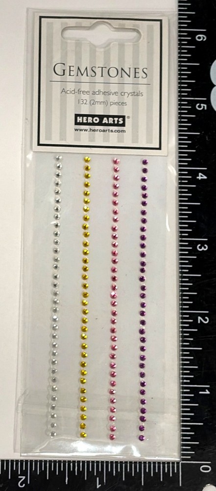 Hero Arts Gemstones Adhesive Crystals 2mm 132 PCS Asst Colors Scrapbooking CH112