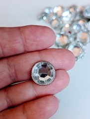 Scrapbooking Crafting Large Clear Silver Rhinestone Brads Embellishments 26pcs
