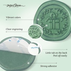 Wax Seal Stickers with Various Seals Patterns, Green Adhesive Sealing Wax Sti…