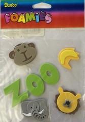 ZOO Foamies Stickers(7pc) Darice•Animals•Elephant•Lion •Monkey•Card making.