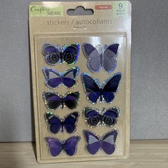 Crafter’s Square Handmade Butterfly Stickers with 3D Wings – 9 Count PURPLE