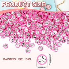 Polymer Clay Slices, 100g Dragon Fruit Slice Fruit Art Slices, Pink White
