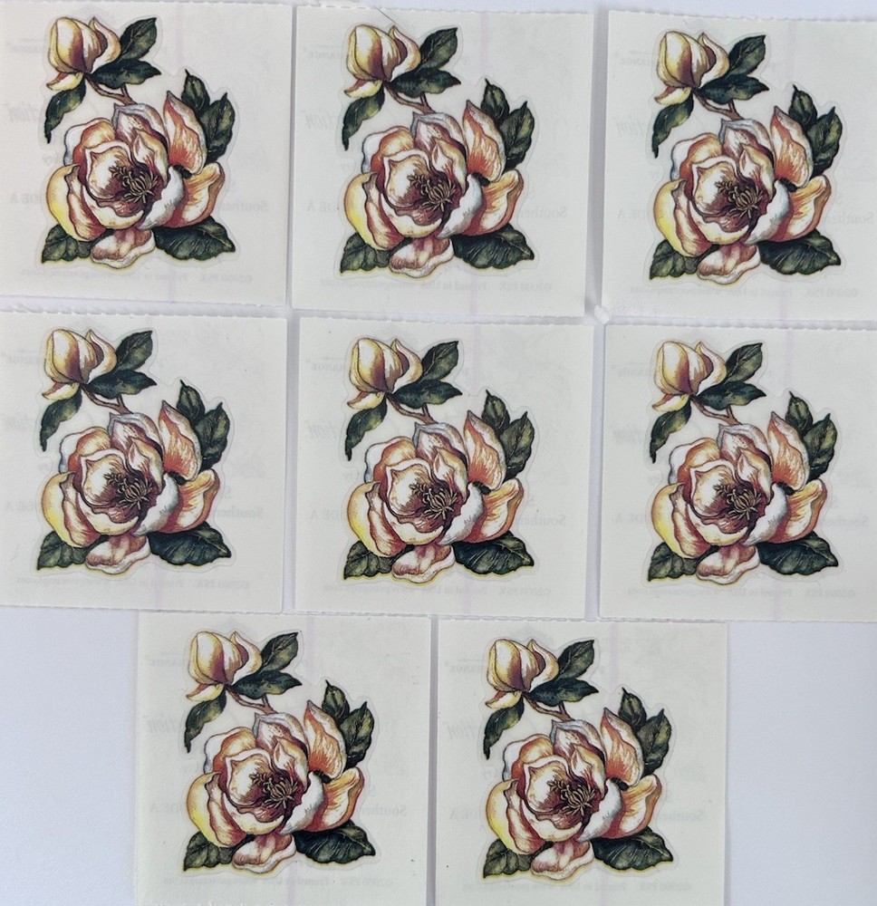 Vintage PSX Designs Stickers (8 – 2″ x 2″ Stickers) Southern Magnolia Flower NEW