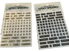 Epoxy Alphabet Stickers & Numbers Sarah Bond Retro Scrapbooking Crafts Art New