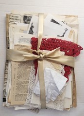 175 Pc 1#+ Vintage Junk Journal Kit Book Pgs, Vtg Photos, Sheet Music, Doillies