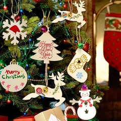 ricluck 50PCS Unfinished Wooden Christmas Ornaments, 10 Styles Unfinished Cra…
