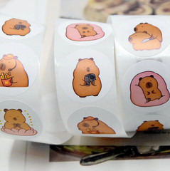 500 Sheets Cute Capybara Cartoon Stickers Roll Waterproof PET DIY Decals