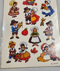 Paper Art Giggle Thanksgiving Stickers 1984 4 Sheets of 12 Stickers Sealed