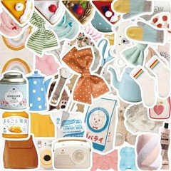 50pc Pastel Aesthetic Girly Bow & Bear Sticker Lot Laptop, Scrapbook, Journaling