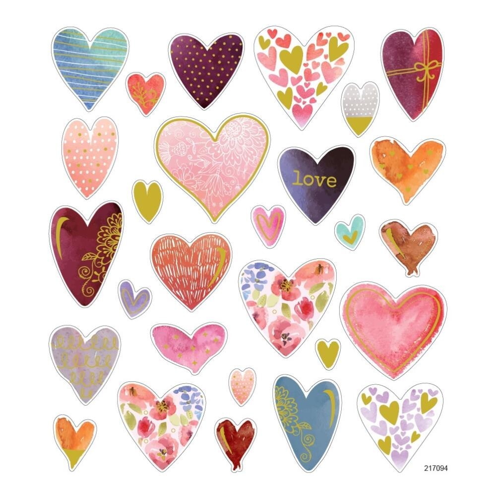 Stickers Sticker King Heartfelt Hearts with Hearts Flowers Gold Details Love