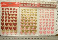 VALENTINE Flat HEART Glitter Stickers RED PINK & GOLD Pack L6