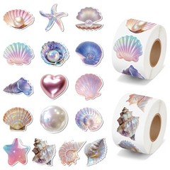 Fantasy Seashell Sticker Rolls – 1000PCS Summer Decorative Aesthetic Sea Anim…