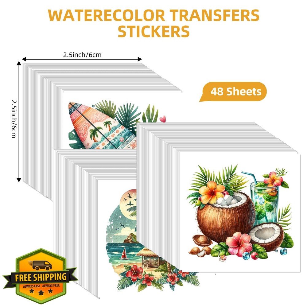 STWOICL 48 Sheets Hawaii Rub on Transfers for Crafts Wood
