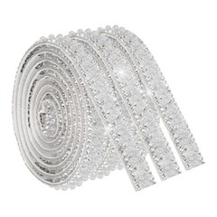 3 Pcs 3 Yard Pearl Rhinestone Ribbon, 1cm Pearls Rhinestone Tape White