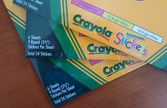 216 blank Crayola 2½” round repositionable stickers-4 sealed packs of 54 each