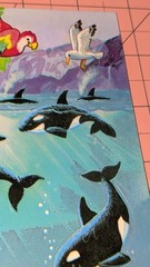 Vintage Gibson Stickers Orcas Whales Ocean Tropical Birds Parrot Fish 1 Sheet