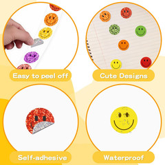 2000 Pcs Rainbow Glitter Smile Face Stickers – 1 Inch Rewards for Kids