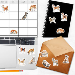 Akita Dog Stickers for Journals, Scrapbooks, Planners, Glossy, Matte