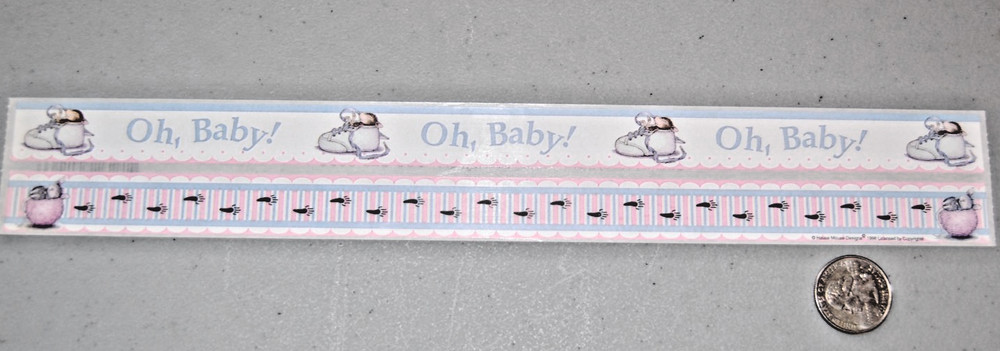 HOUSE MOUSE cute border stickers 12″ two strips Oh Baby! shoes footprints pastel