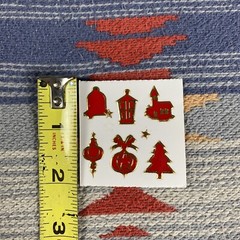 Vintage Embossed Christmas Stickers Red & Gold